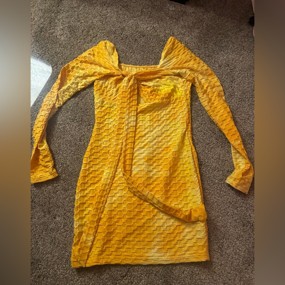 Shein Yellow Pencil Dress Ribbed in Yellow (M)